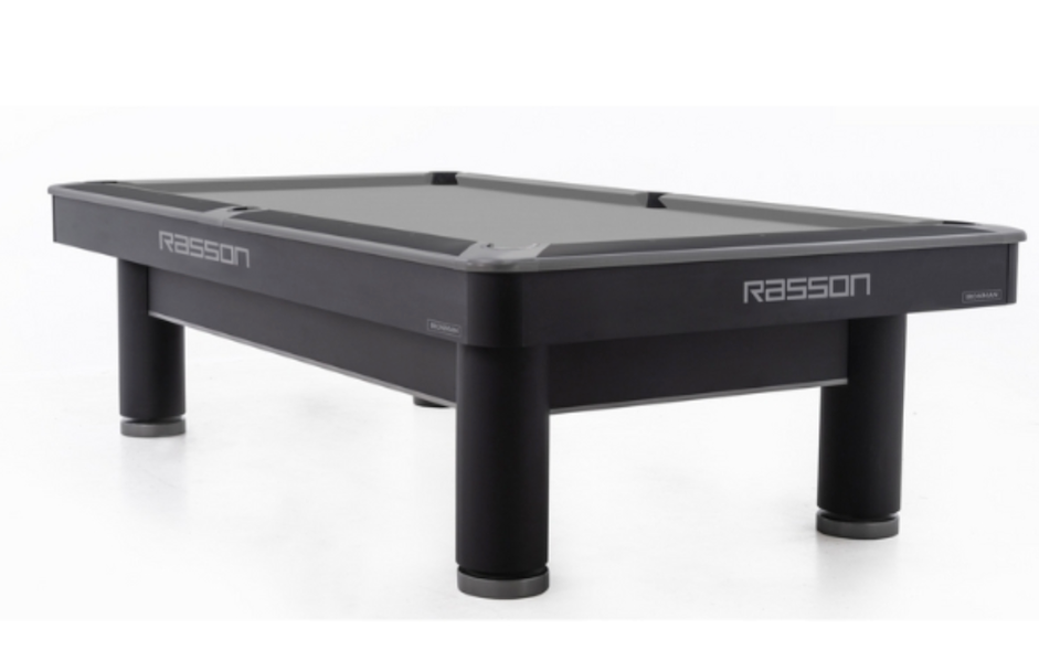 RASSON Hero 9ft Tournament Pool Table | Strong Black & Sarum Strand Grey | Ball Return